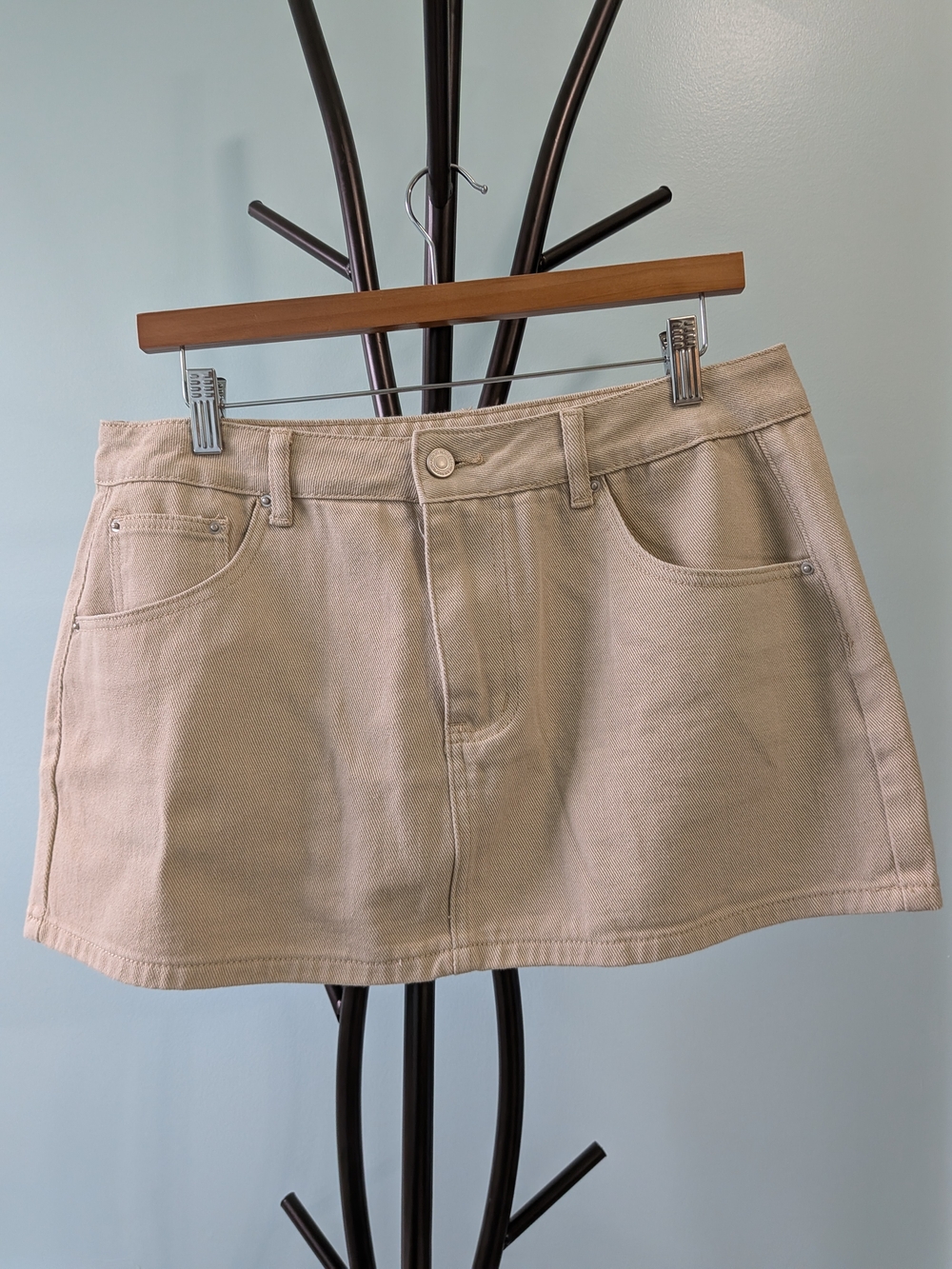 Emmiol Beige Denim Mini Skirt - Sz XL